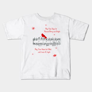 Music and Red Bird Christmas T-Shirt Kids T-Shirt